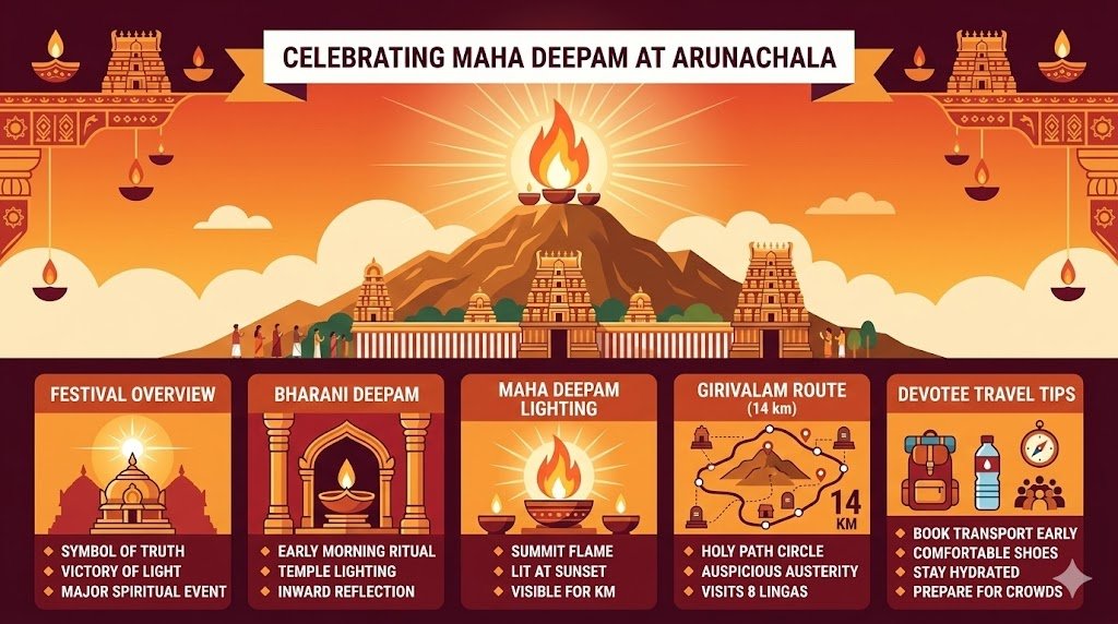 Tiruvannamalai temple deepam offering booking guide infographic