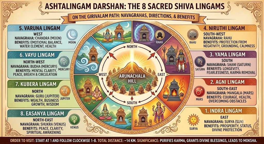 Ashtalingam Darshan route around Arunachala Hill on the Girivalam path in Tiruvannamalai